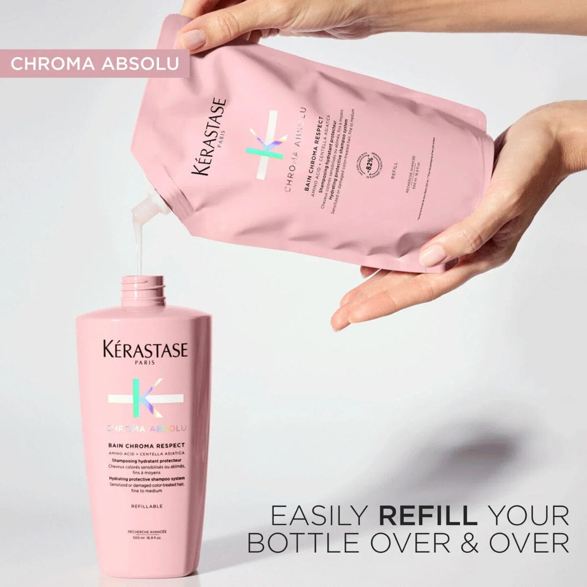 Kérastase Chroma Absolu Sulfate-Free Hydrating Protective Shampoo Refill Pouch (Thin Hair) 500ml